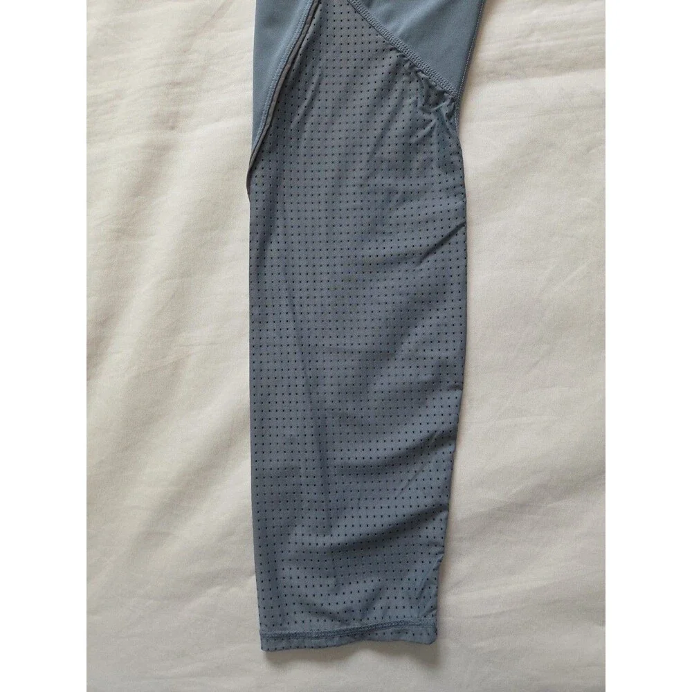Fabletics |Size XL| Blue High Waisted Leggings Mesh Calf Panels Reflective Trim - Picture 4 of 15